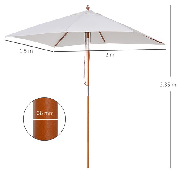 Outsunny Umbrelă de Grădină cu Mecanism de Înclinare, Design Clasic, 2x1.5m, Bej | Aosom Romania