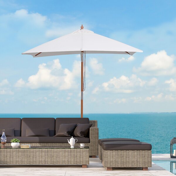 Outsunny Umbrelă de Grădină cu Mecanism de Înclinare, Design Clasic, 2x1.5m, Bej | Aosom Romania