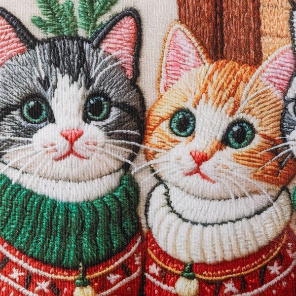 Față de pernuță PISICI DE SĂRBĂTOARE 40 x 40 cm