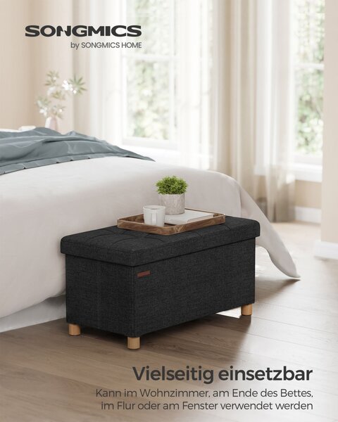 Bancheta de depozitare Otoman Songmics Negru 76x38x40 cm