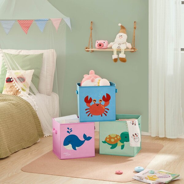 Set 3 cuburi depozitare jucarii copii Songmics Galben 30x30x30 cm