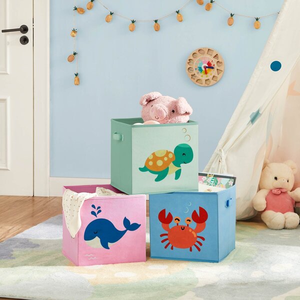 Set 3 cuburi depozitare jucarii copii Songmics Galben 30x30x30 cm