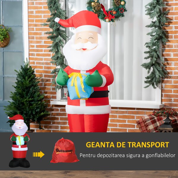 Outsunny Mos Craciun gonflabil, afisaj in aer liber cu LED pentru curte pentru petrecere in gradina