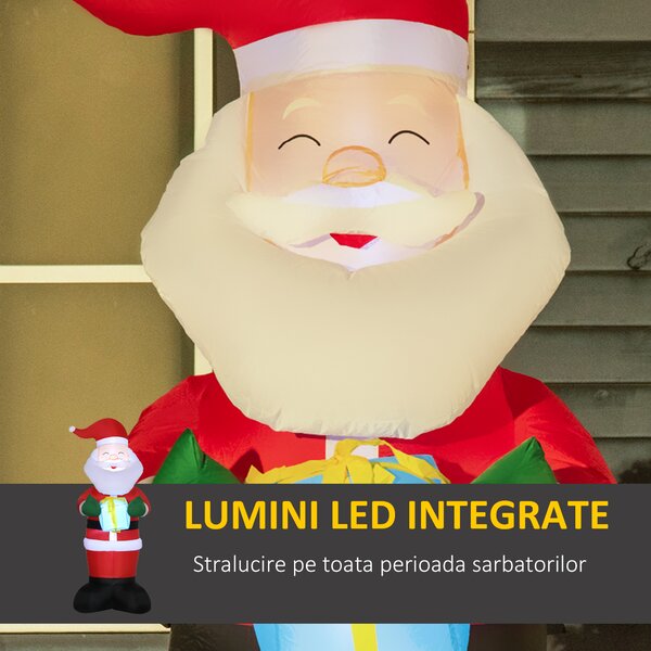 Outsunny Mos Craciun gonflabil, afisaj in aer liber cu LED pentru curte pentru petrecere in gradina