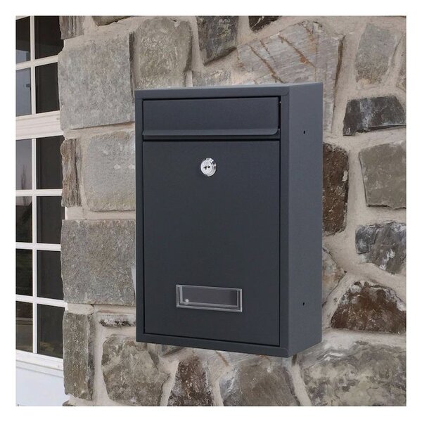 Cutie postala din otel galvanizat, 2 chei, accesorii montare, 21.5 x 18 x 32 cm, neagra