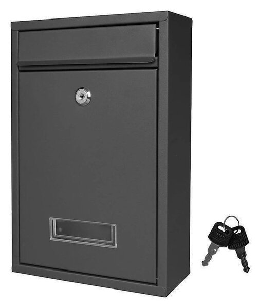 Cutie postala din otel galvanizat, 2 chei, accesorii montare, 21.5 x 18 x 32 cm, neagra