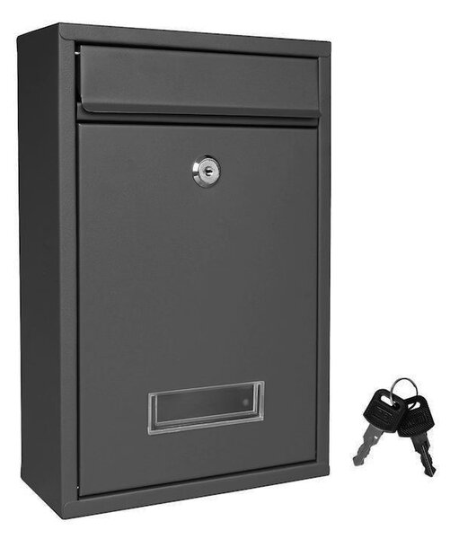 Cutie postala din otel galvanizat, 2 chei, accesorii montare, 21.5 x 18 x 32 cm, neagra
