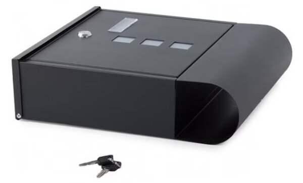 Cutie postala cu suport pentru ziare, 2 chei, de exterior, 33x30x8.5 cm, metal, negru