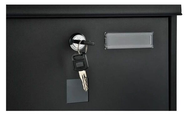 Cutie postala cu suport pentru ziare, 2 chei, de exterior, 33x30x8.5 cm, metal, negru