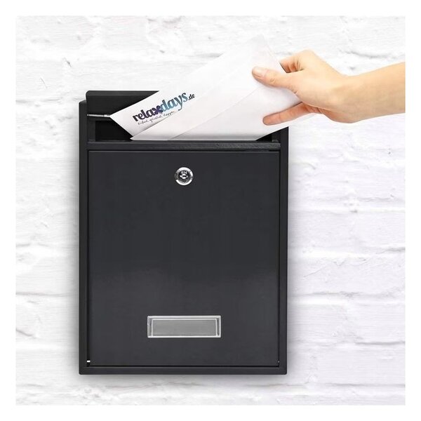 Cutie postala din otel galvanizat, 2 chei, accesorii montare, 21.5 x 18 x 32 cm, neagra