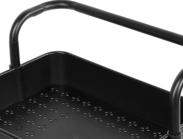 Raft depozitare cu 3 cosuri, roti pivotante, structura metalica, ABS, 45x35x84 cm, negru
