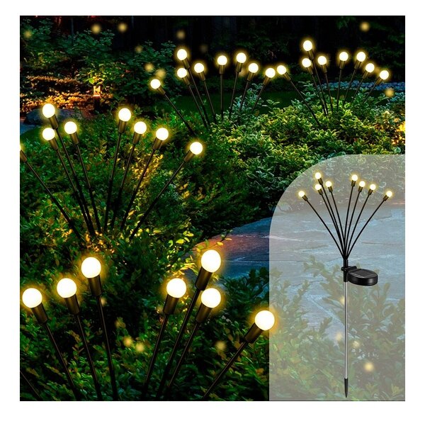 Lampa solara decorativa, 8 LED-uri 3000K, 25 lm, senzor crepuscular, inaltime 73 cm, autonomie maxim 8 ore