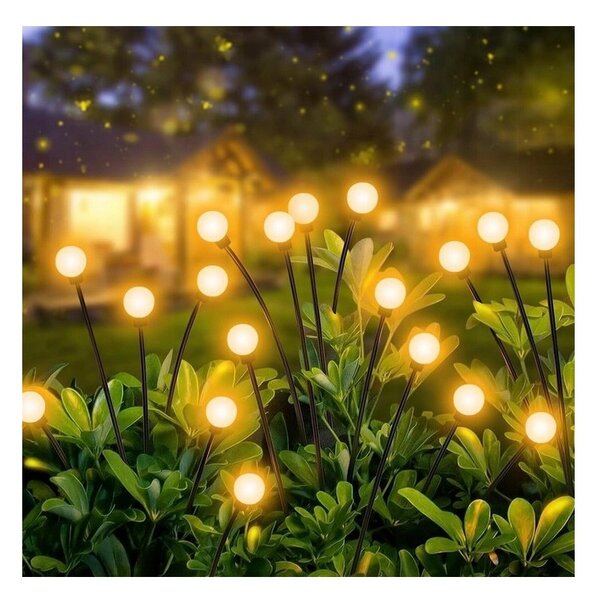 Lampa solara decorativa, 8 LED-uri 3000K, 25 lm, senzor crepuscular, inaltime 73 cm, autonomie maxim 8 ore
