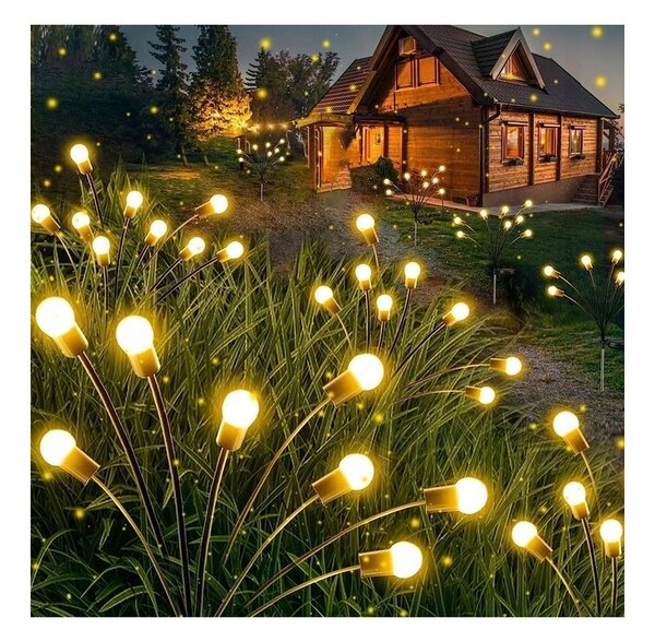Lampa solara decorativa, 8 LED-uri 3000K, 25 lm, senzor crepuscular, inaltime 73 cm, autonomie maxim 8 ore