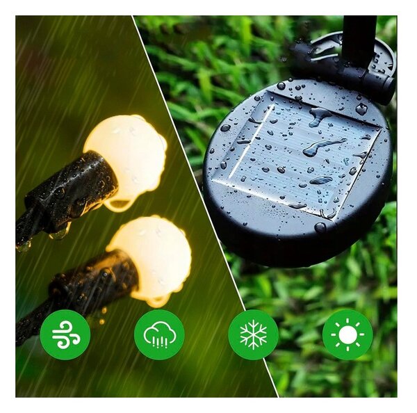 Lampa solara decorativa, 8 LED-uri 3000K, 25 lm, senzor crepuscular, inaltime 73 cm, autonomie maxim 8 ore