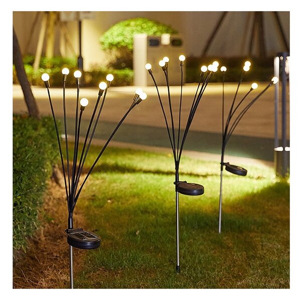 Lampa solara decorativa, 8 LED-uri 3000K, 25 lm, senzor crepuscular, inaltime 73 cm, autonomie maxim 8 ore