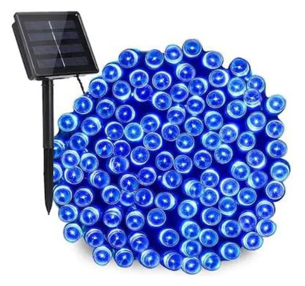 Instalatie solara liniara, bec clar, albastru, 50 metri