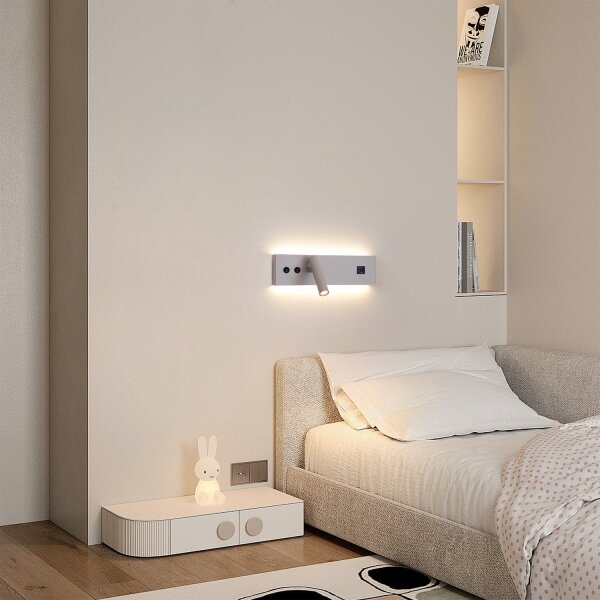Brilagi-LED Aplică spot de perete cu port USB NOCTIS LED/3W/230V+LED/9W bej