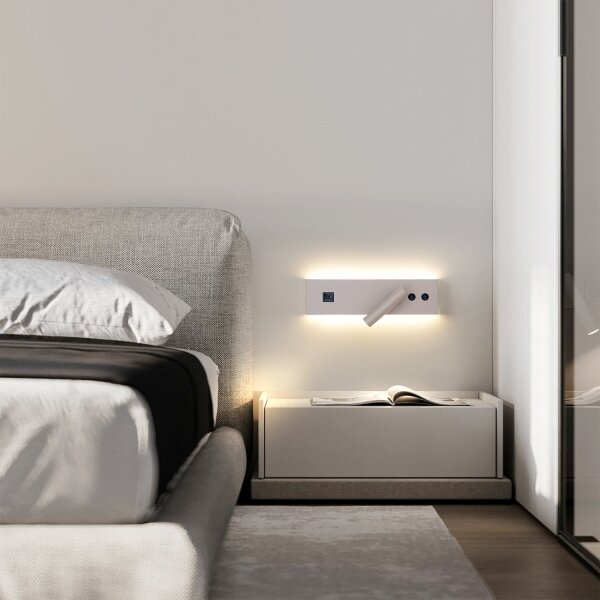 Brilagi-LED Aplică spot de perete cu port USB NOCTIS LED/3W/230V+LED/9W bej