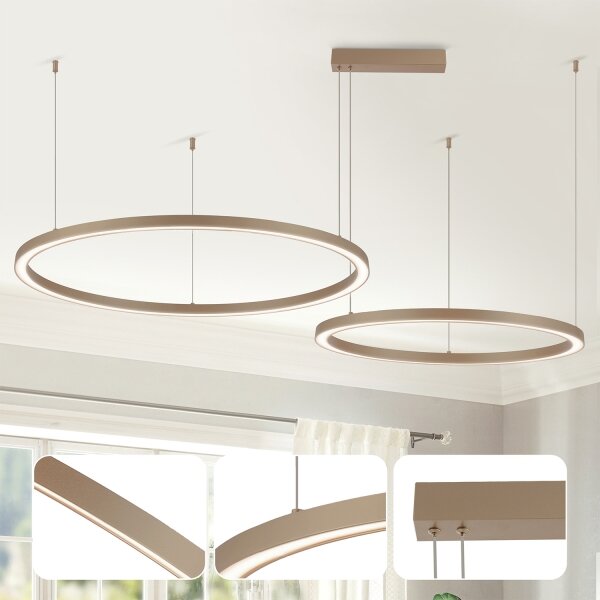 Brilagi - Lustru LED reglabil suspendat pe cablu PORTOFINO LED/98W/230V bej + telecomandă