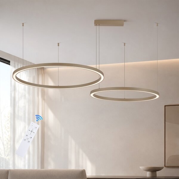 Brilagi - Lustru LED reglabil suspendat pe cablu PORTOFINO LED/98W/230V bej + telecomandă
