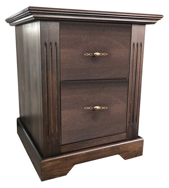 Noptieră lemn masiv nuc Preston 2 sertare, 50 × 39.5 × 51.5 cm