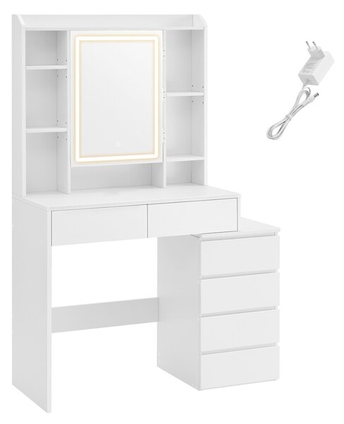 Masa de toaleta cu oglinda iluminata Vasagle Alb 97.5x40x145 cm