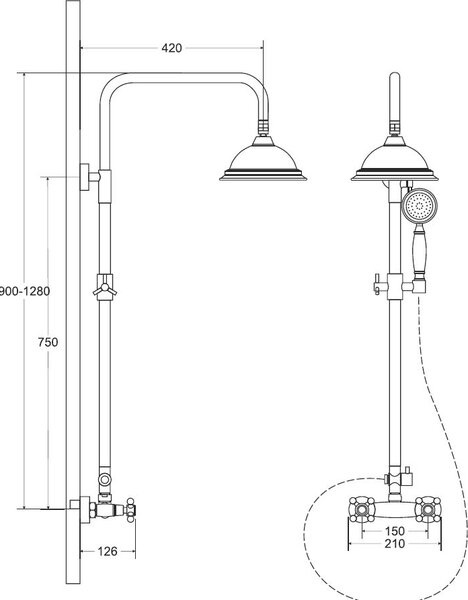 Besco Retro set de duș perete cu duș de ploaie crom BP-R-CH