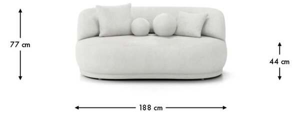 Canapea lemn masiv Gio Mini, 188 × 96 × 77 cm