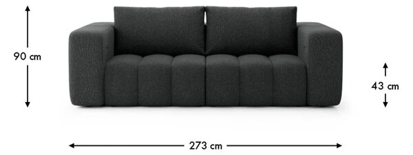 Canapea lemn masiv extensibilă electrică Bern, 273 × 115 × 90 cm