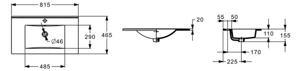 Roca Hebe lavoar 81.5x46.5 cm dreptunghiular mobilier alb luciu A3272A4000