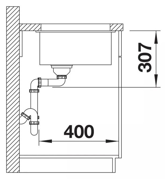 Blanco Subline 500-U chiuvetă din granit 50x40 cm negru 527794