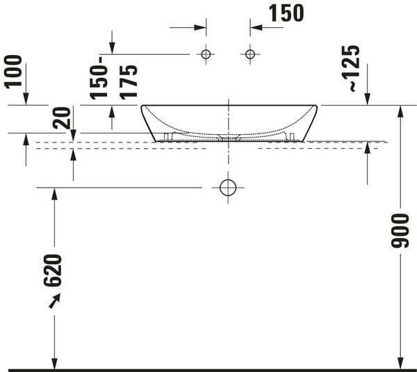 Duravit D-Neo lavoar 60x40 cm dreptunghiular de blat alb luciu 2397600070