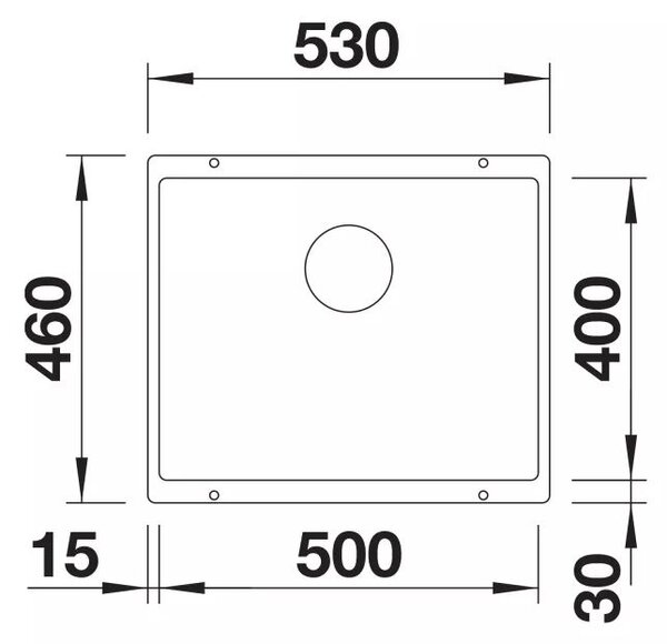 Blanco Subline 500-U chiuvetă din granit 50x40 cm negru 527794