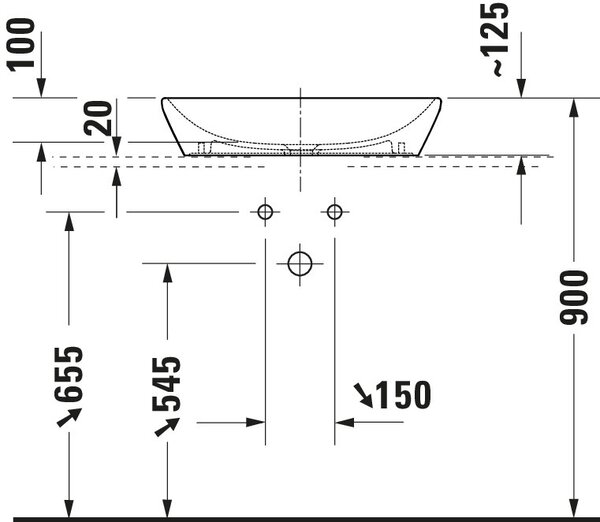 Duravit D-Neo lavoar 60x40 cm dreptunghiular de blat alb luciu 2397600070