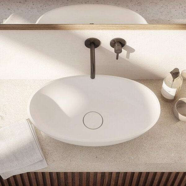 Omnires Shell M+ lavoar 60x35 cm ovale de blat alb mat SHELLUNBM