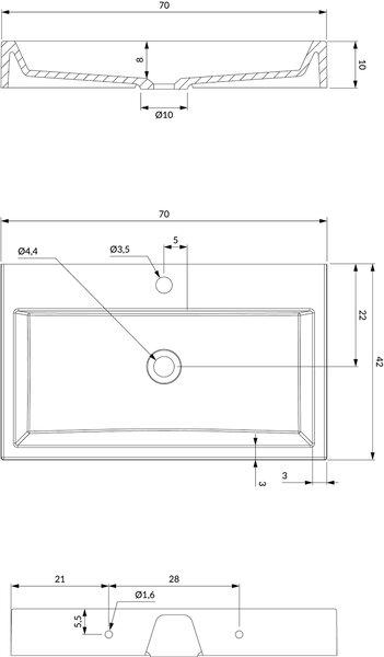 Omnires M+ lavoar 70x42 cm dreptunghiular clasică-de blat alb luciu THASOS700BP