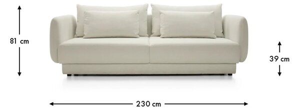 Canapea lemn masiv extensibilă Evora 230x114 cm