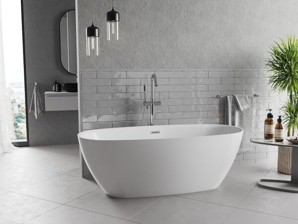 Mexen Luvo Slim, cadă de baie independentă 170 × 75 cm, alb lucios, preaplin cromat, 52801707500-01