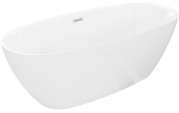 Mexen Luvo Slim, cadă de baie independentă 170 × 75 cm, alb lucios, preaplin cromat, 52801707500-01