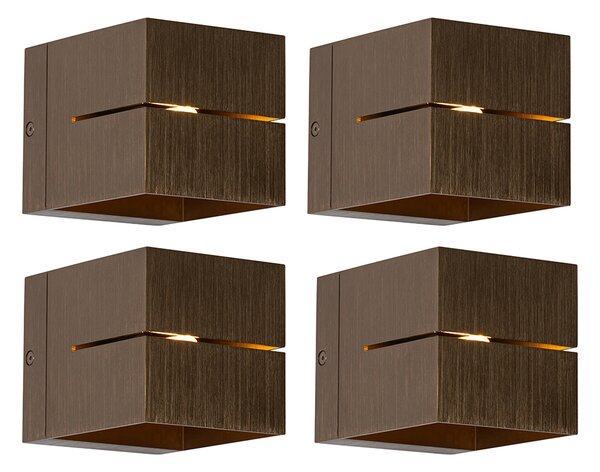 Set de 4 aplice inteligente bronz închis 9,7 cm incluzând WiFi G9 - Transfer Groove