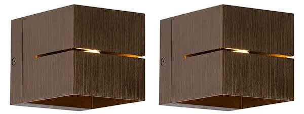 Set de 2 aplice inteligente bronz închis 9,7 cm, inclusiv WiFi G9 - Transfer Groove