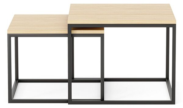 Set lemn masiv măsuțe de cafea 60 × 60 cm / 54 × 54 cm