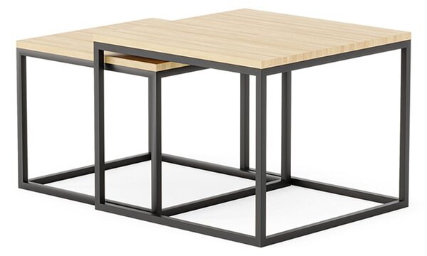 Set lemn masiv măsuțe de cafea 60 × 60 cm / 54 × 54 cm