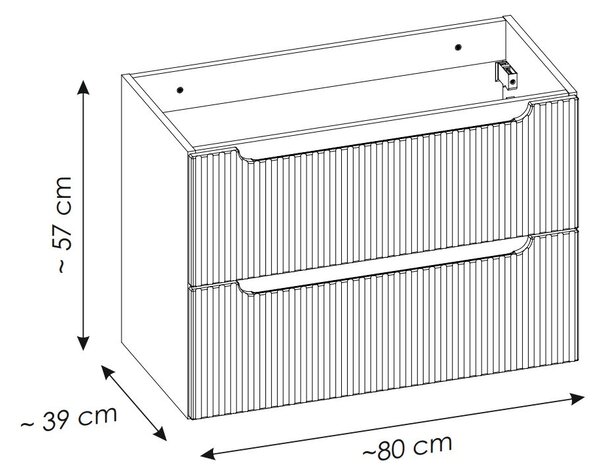 Comad Nova Coast Evoke dulap 80x39x57 cm sub chiuveta pe perete stejar NOVA COAST EVOKE 82-80-40-2S