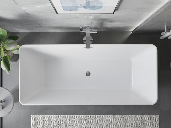 Cadă de baie independentă Mexen Velo Slim 170 × 75 cm, alb lucios, preaplin cromat, 52811707500-01