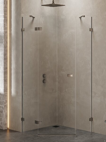 New Trendy Avexa Gunmetal Brushed cabină de duș 80x80 cm gunmetal periat/sticlă transparentă EXK-3829