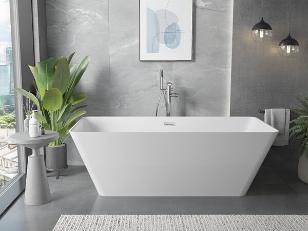 Cadă de baie independentă Mexen Velo Slim 170 × 75 cm, alb lucios, preaplin cromat, 52811707500-01