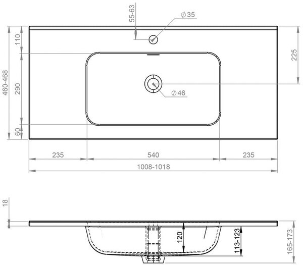 Elita Skappa lavoar 101.5x46.6 cm dreptunghiular mobilier alb luciu RE041003068060