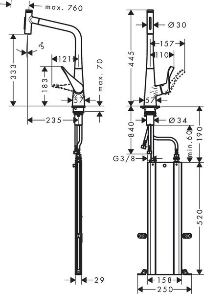 Hansgrohe Metris Select M71 baterie bucătărie pe picior oţel inoxidabil 73816800